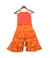 Pre-Order: Orange Sequence Top with Orange Leheriya Sharara