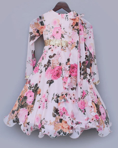 Pre-Order: Pastel Peach Floral Print Anarkali