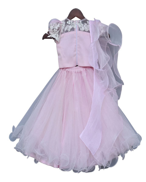 Pre-Order: Pastel Pink Embroidery Choli with Lehenga