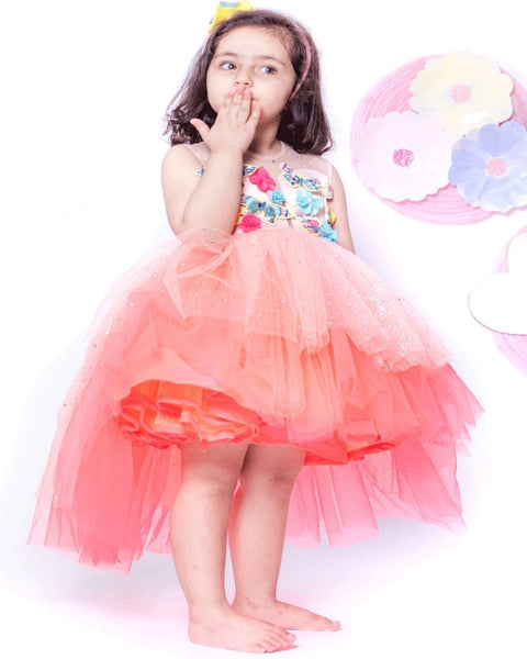 Pre-Order: Peach and Neon Pink Frock