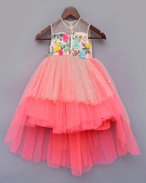 Pre-Order: Peach and Neon Pink Frock