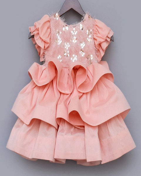 Pre-Order: Peach Sequence and Tassel Frock