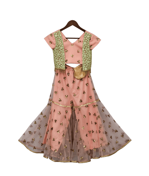 Pre-Order: Peach Buttie Short Top with attached Jacket & Sharara