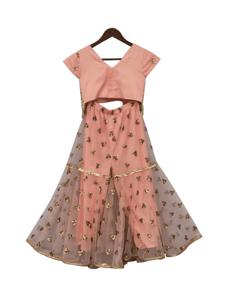 Pre-Order: Peach Buttie Short Top with attached Jacket & Sharara