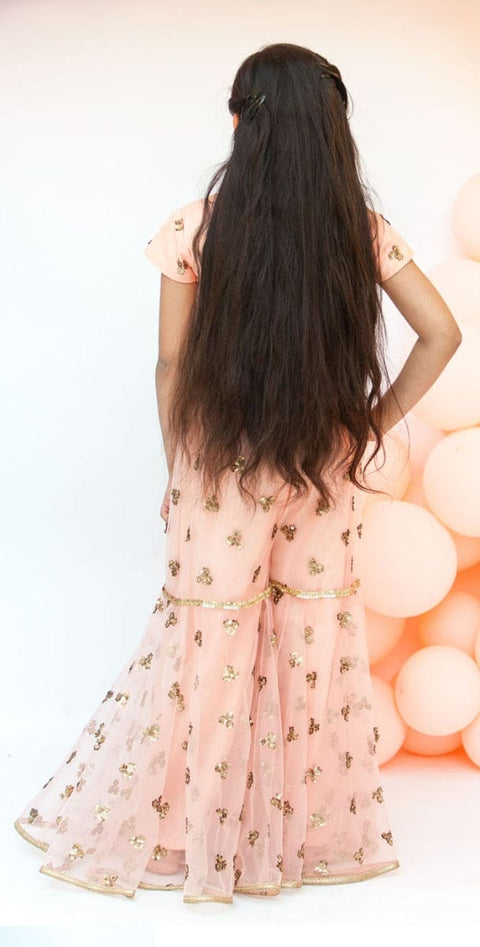 Pre-Order: Peach Buttie Short Top with attached Jacket & Sharara