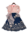 Pre-Order: Peach Embroidery Choli with Blue Gota Lehenga