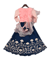 Pre-Order: Peach Embroidery Choli with Blue Gota Lehenga