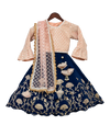 Pre-Order: Peach Embroidery Choli with Blue Gota Lehenga & Gota work Dupatta