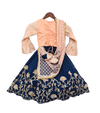 Pre-Order: Peach Embroidery Choli with Blue Gota Lehenga & Gota work Dupatta