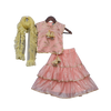 Pre-Order: Peach Embroidery Kurta with Peach Lehenga