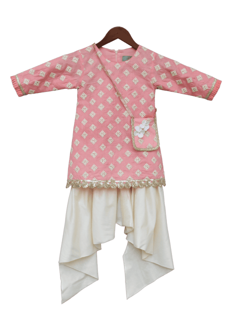 Pre-Order: Peach Embroidery Kurti with Dhoti