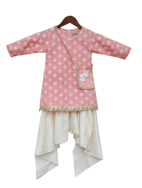 Pre-Order: Peach Embroidery Kurti with Dhoti