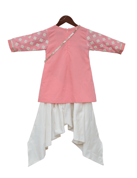Pre-Order: Peach Embroidery Kurti with Dhoti