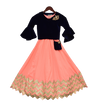 Pre-Order: Peach Gota Anarkali Dress with Dark Blue Jacket