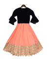 Pre-Order: Peach Gota Anarkali Dress with Dark Blue Jacket