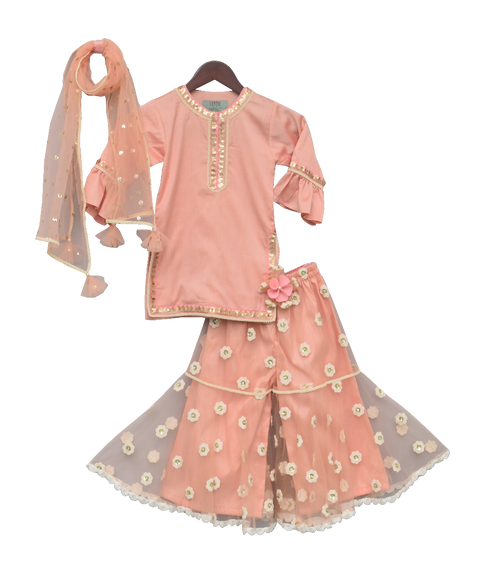 Pre-Order: Peach Kurti with Sharara