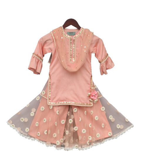 Pre-Order: Peach Kurti with Sharara