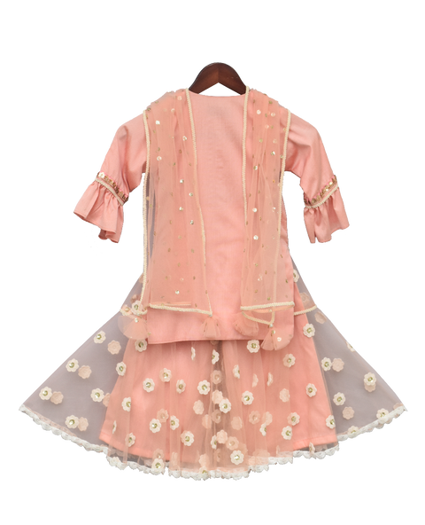 Pre-Order: Peach Kurti with Sharara