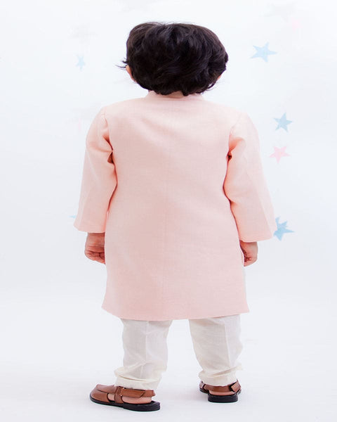 Pre-Order: Peach Linen Ajkan with Pant