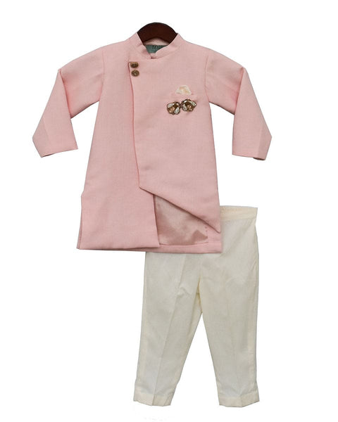 Pre-Order: Peach Linen Ajkan with Pant