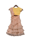 Pre-Order: Peach Chiffon Saree with Yellow Top