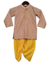 Pre-Order: Peach Zik Zak Gota Kurta & Yellow Dhoti