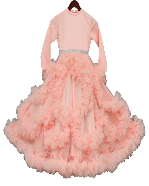 Pre-Order: Peachy Pink Ruffle Gown