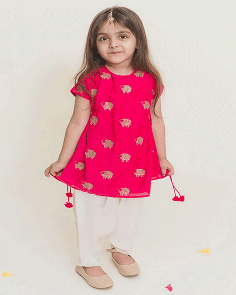 Gathered Kurta with Dhoti Pants - 2 Pc Set