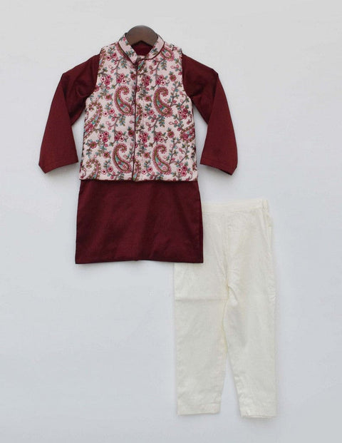 Pre-Order: Pink Embroidery Nehru Jacket Set