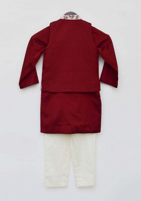 Pre-Order: Pink Embroidery Nehru Jacket Set
