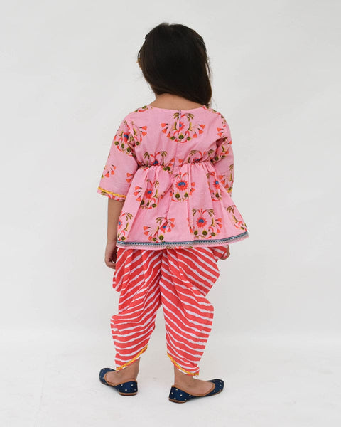 Pre-Order: Pink Floral Printrd Peplum Dhoti