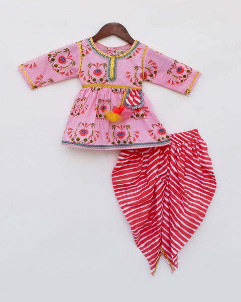 Pre-Order: Pink Floral Printrd Peplum Dhoti