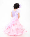 Pre-Order: Pink Flowers Net Lehenga with Lilac Net Choli
