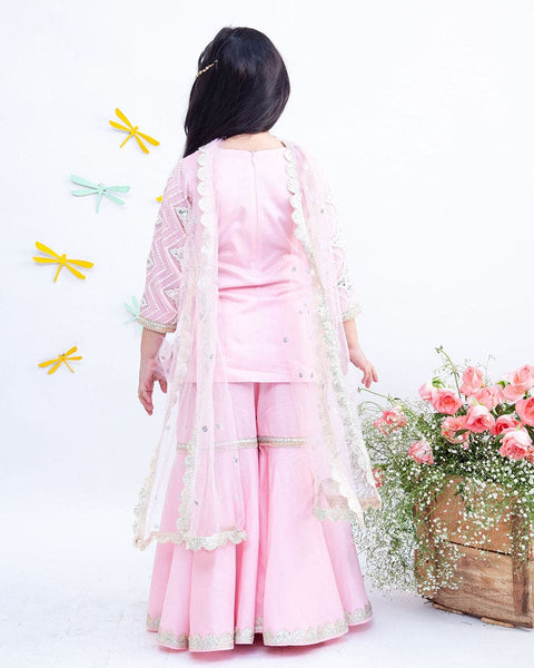 Pre-Order: Pink Gota Embroidery Kurti with Sharara
