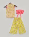 Pre-Order: Pink Knotted Top with Printed Jacket and Pant