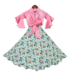 Pre-Order: Pink Knotted Top with Printed Lehenga