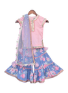 Pre-Order: Pink Kurti with Printed Sharara