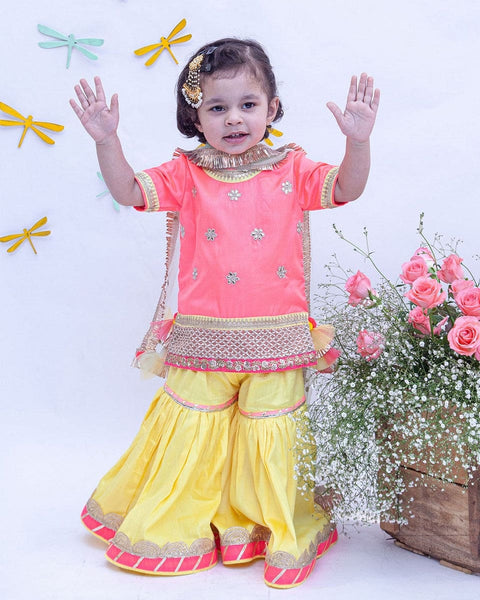 Pre-Order: Pink Kurti with Sharara and Dupatta