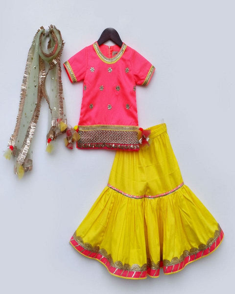 Pre-Order: Pink Kurti with Sharara and Dupatta