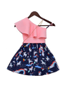 Pre-Order: Pink Lycra Top with Printed Skirt