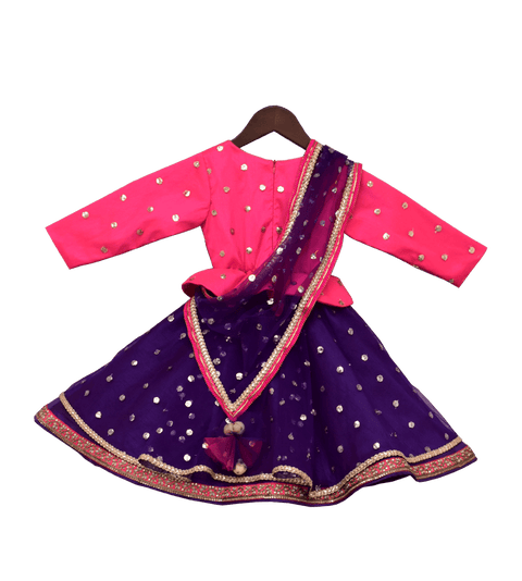 Pre-Order: Pink & Purple Sequence Embroidery Anarkali Dress