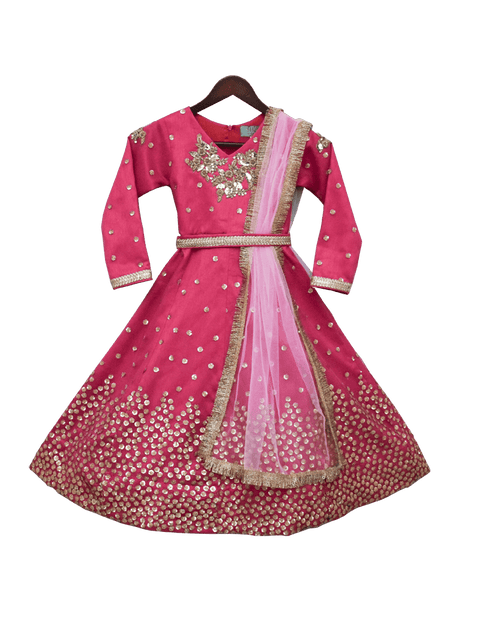 Pre-Order: Pink Sequence Embroidery Anarkali Dress