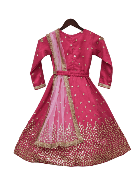 Pre-Order: Pink Sequence Embroidery Anarkali Dress