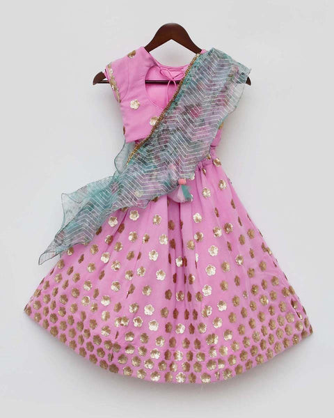 Pre-Order: Pink Sequins Lehenga Choli Set