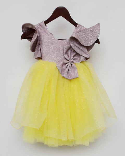 Pre-Order: Pink Shimmer and Yellow Glitter Net Frock
