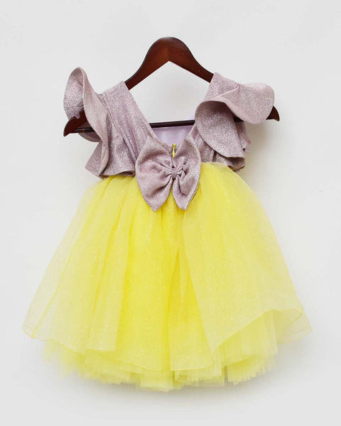 Pre-Order: Pink Shimmer and Yellow Glitter Net Frock
