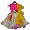 Pre-Order: Pink Tassal Choli with Organza Lehenga