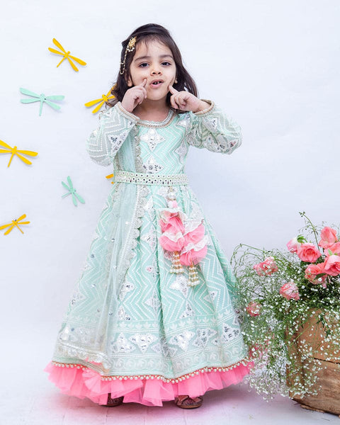Pre-Order: Pista Green Gota Embroidery Anarkali