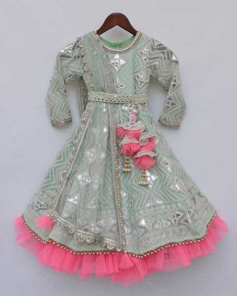 Pre-Order: Pista Green Gota Embroidery Anarkali