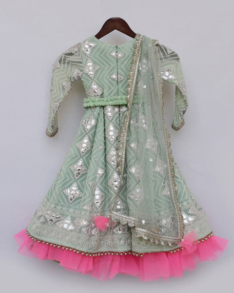 Pre-Order: Pista Green Gota Embroidery Anarkali
